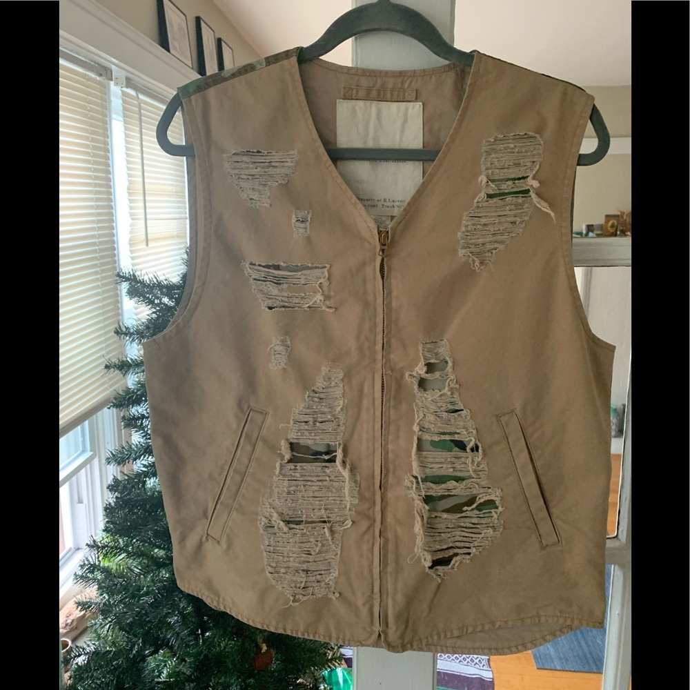 Ralph Lauren Denim & Supply Distressed Khaki and Camouflaged Vest